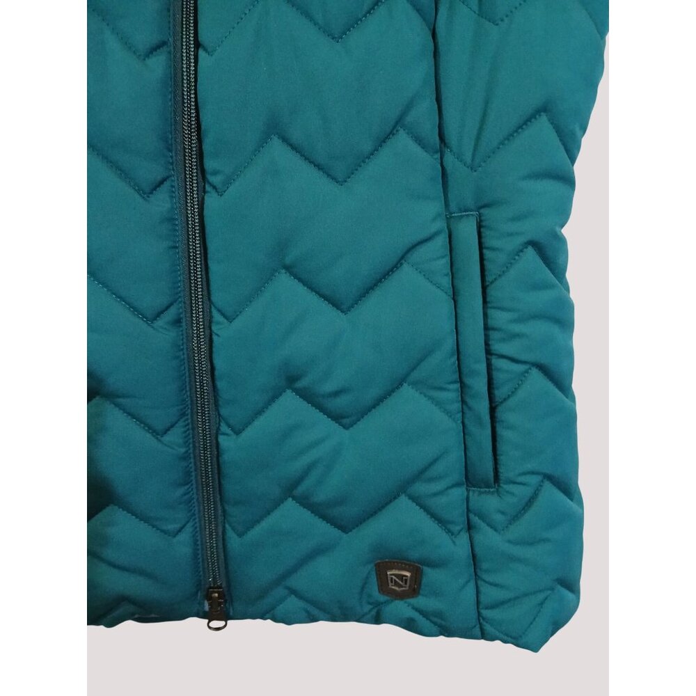 Noble Outfitters Calgary Teal Chevron Quilted Puffer Vest Size M High Collar Log - Picture 4 of 10